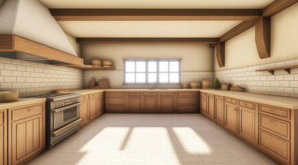 Fototapeta premium Provincial Kitchen with Orchard Views and Homey Feel