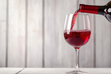 Red wine, pouring from a bottle into a glass, on a transparent background. A file with a clipping, white background. for advertising.