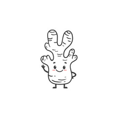 Cute cartoon Ginger character isolated on white. Coloring. Hand drawn vector illustration