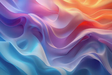 Fototapeta premium A striking 3D background featuring dynamic swirling shapes in gradient colors resembling ornaments.