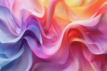 Fototapeta premium A striking 3D background featuring dynamic swirling shapes in gradient colors resembling ornaments.
