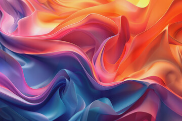 Fototapeta premium A striking 3D background featuring dynamic swirling shapes in gradient colors resembling ornaments.