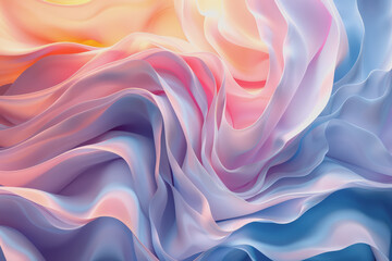 Obraz premium A striking 3D background featuring dynamic swirling shapes in gradient colors resembling ornaments.