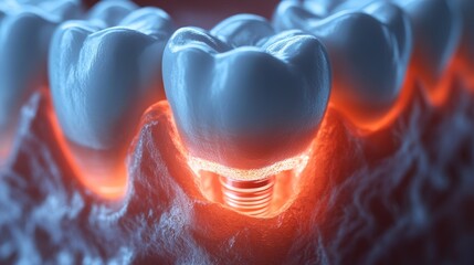 Dental Implant Close-Up of a Modern Tooth Replacement Solution, High-Resolution Photography