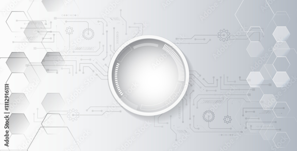 Fototapete gray and white futuristic background. vector illustration template. abstract innovation background f