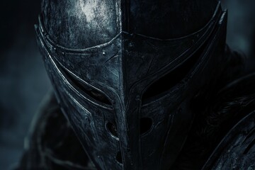 A striking image of an ornate dark armor, embodying mystery and silence, evokes feelings of enigma and tension, perfect for stories of ancient legends.