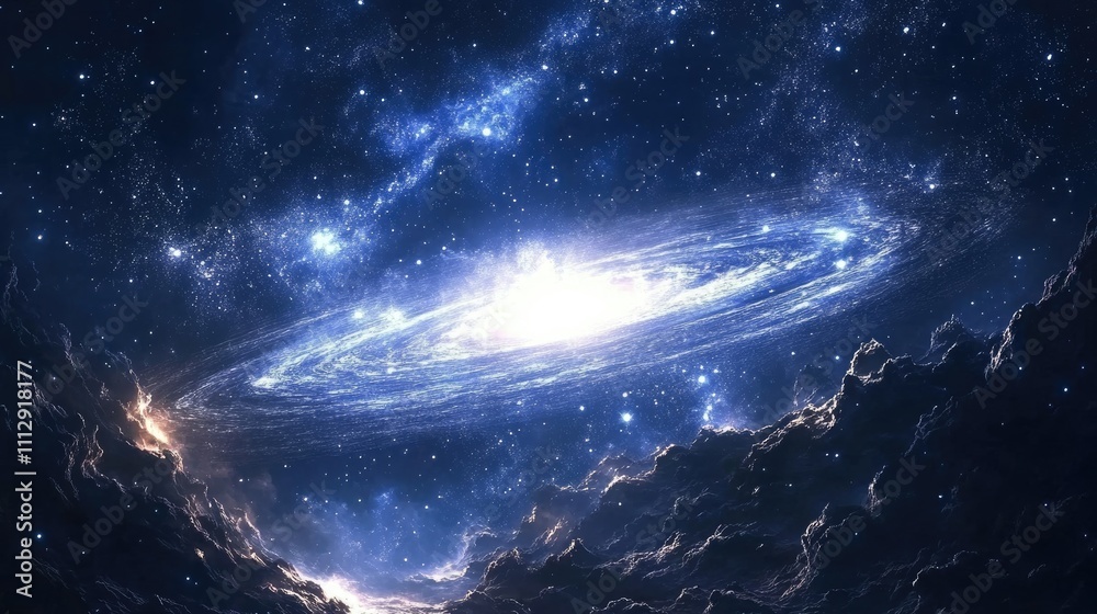 Wall mural celestial nightscape: a star-studded universe background displaying the wonders of galaxy and astron
