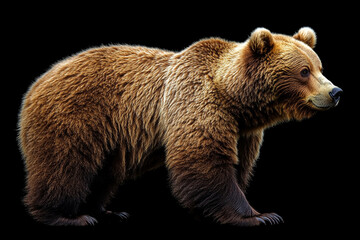 Obraz premium Brown Bear Standing Against Black Background