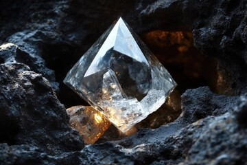 Pristine Gemstone: Natural Diamond Buried in Kimberlite Matrix Reflects Geological Wonder