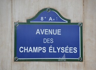 Street sign for Avenue Champs Elysees in Paris