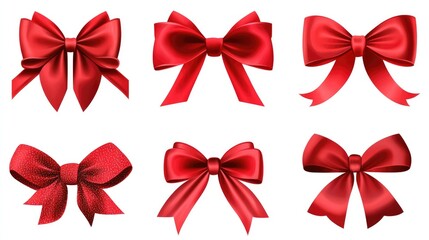 Vibrant Red Bow and Ribbon Design for Holiday Celebrations and Gift Decorations