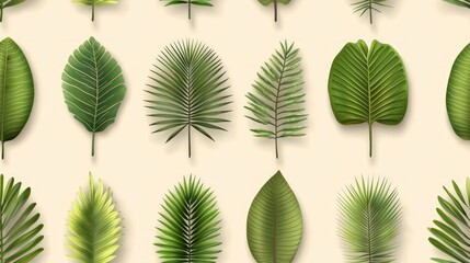 A Seamless Pattern of Diverse Tropical and Subtropical Leaves