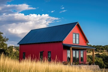 Contemporary Metal Structure: A Stylish Fusion of Home and Architecture Under a Clear Sky