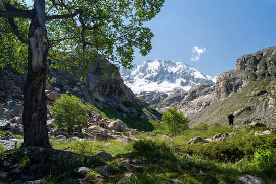 Anonymous person in the mountains