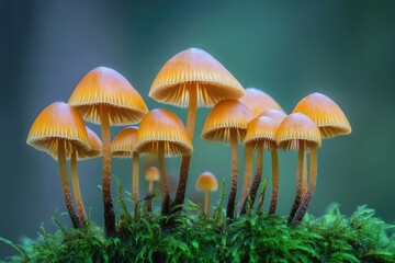 Enchanting Fungi: Vibrant Mushroom Amidst Forest Greens in Autumn