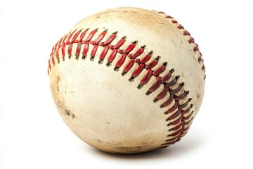 Leather baseball on white background