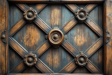 Fototapeta premium Ornate Wooden Door Panel With Intricate Carvings