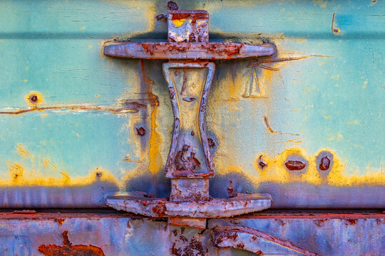 colorful rusty metal fittings