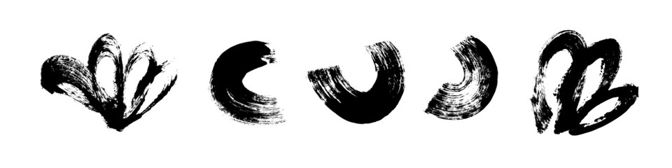 Abstract paint brush strokes grunge texture. Rough lines and shapes stain. Flat vector illustration isolated on white background.