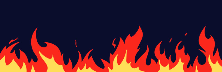Cartoon flame background with red and yellow fiery . Dynamic fire shape heat, explosion or hell. Flat vector illustration isolated