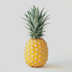 Fototapeta premium Fresh Tropical Pineapple with Green Leaves Isolated on Light Background Ideal for Summer and Healthy Food Concept, Perfect for Culinary and Lifestyle Imagery