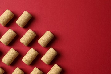 Wine corks on color background 