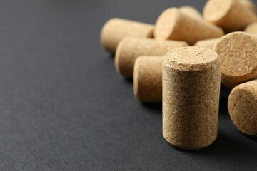 Wine corks on black background 
