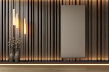 Fototapeta premium Modern Minimalist Wooden Wall Interior Design