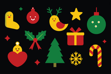 Hand Drawn Christmas Set. Christmas And New Year Symbols. Vector Illustration on white. Eps 10