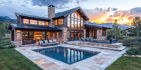 Luxury Mountain Lodge House Home