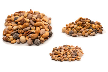 A group of almonds, pistachios, walnuts, macadamia, cashews.