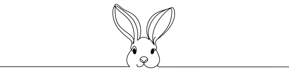 Minimalist vector illustration depicting a rabbit with its long ears drawn with one single continuous line