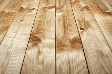 Perspective view of wooden background leading into the distance with sunlight illumination