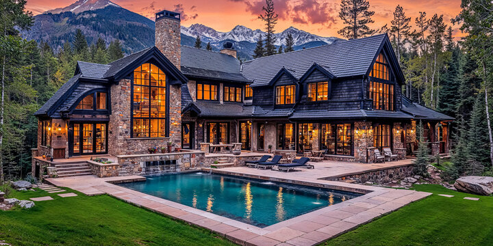 Luxury Mountain Lodge House Home