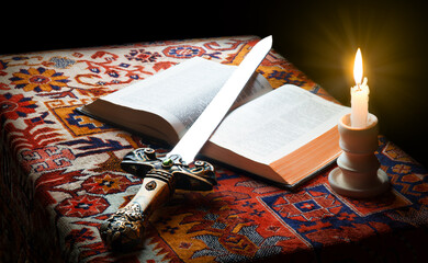 Old sword on the bible