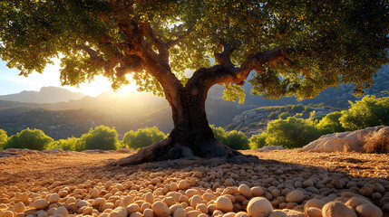 Obraz premium Exploring the Stunning Moroccan Landscape Featuring Ancient Argan Trees and Their Precious Oil