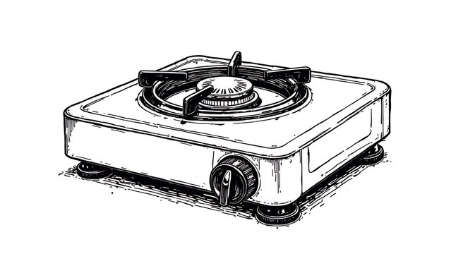 black and white portable gas stove drawing clip art preview