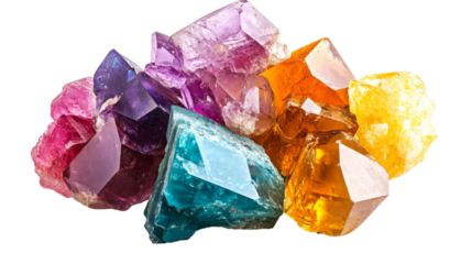Colored gemstones transparent background