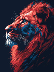 Lion head vector illustration isolated on dark background. Lion head vector illustration for t-shirt and other uses