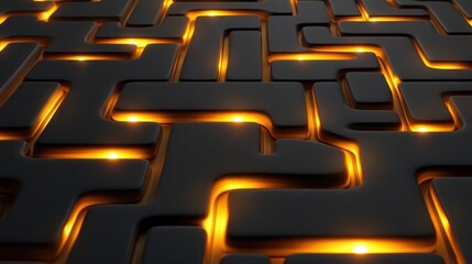 a puzzle forming an intricate maze, with small glowing lights marking the path