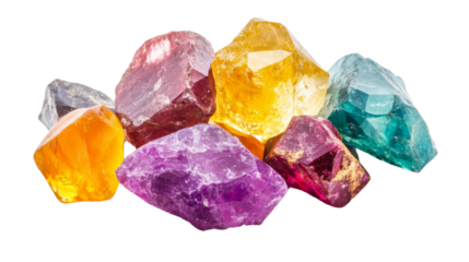 Colored gemstones transparent background