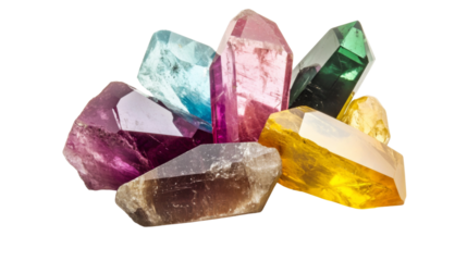 Colored gemstones transparent background