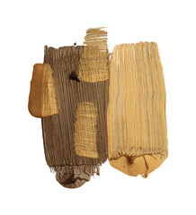 Art Oil, Acrylic ink grain smear painting blot shape element. Abstract relief texture Gold brushstroke stain on white background.