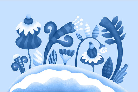 Colorful abstract floral design with whimsical shapes and patterns