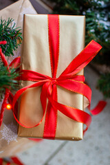 christmas gift with ribbon and bow