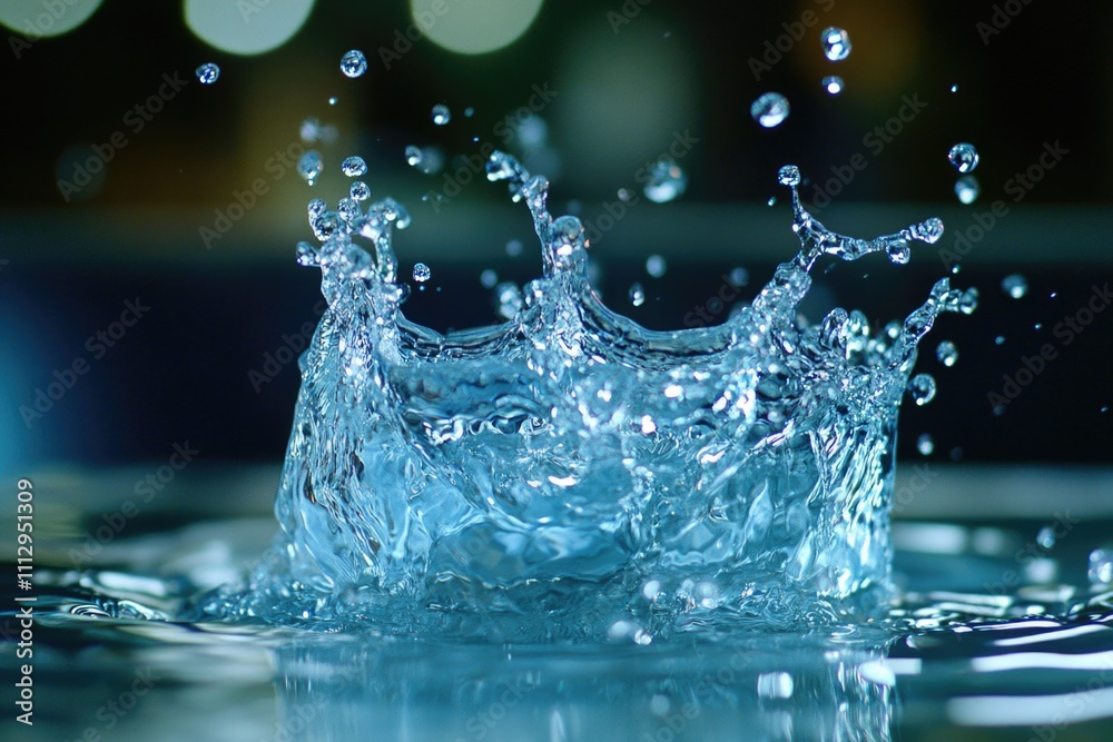 Poster a colorful water splash with a crown floating on the surface