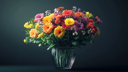 Obraz premium Beautiful vase amidst colorful blossoms picture