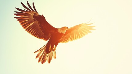 Obraz premium dynamic image of a soaring eagle, wings spread wide against a clear sky, representing the spirit of personal and professional freedom
