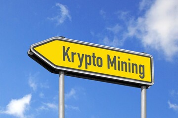 Obraz premium Krypto Mining, road sign