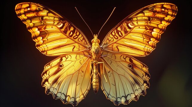 A close-up shot of a yellow butterfly with black spots on its wings
